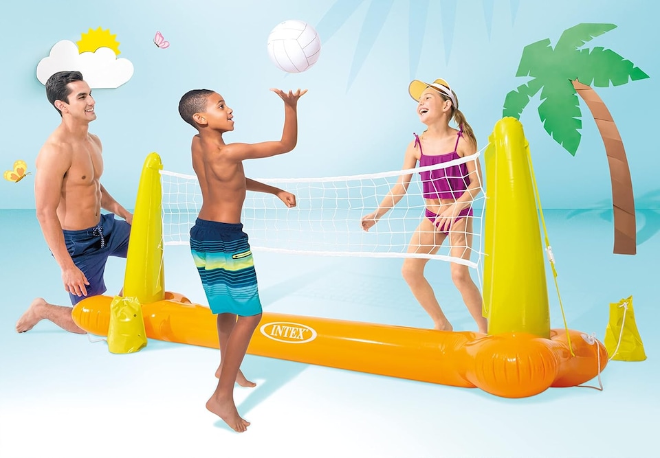 image 1 of Pool Volleyball Game Set And Floating Hoop Game -Water Sports Fun for All Ages