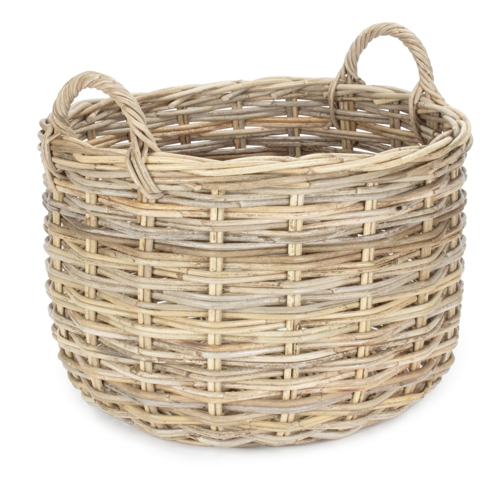 image 1 of Small Curved Base Rattan Storage Basket