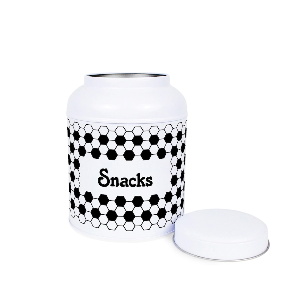 image 1 of Hexagon Tiles Snacks Canister - Small Domed Lid Kitchen Storage Jar