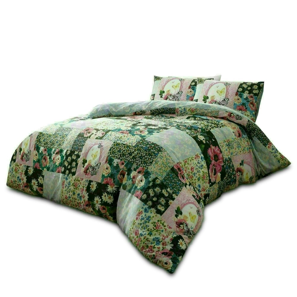 image 1 of Ellis Floral Printed Duvet Cover Set Reversible Polycotton Beddings Multi | Double