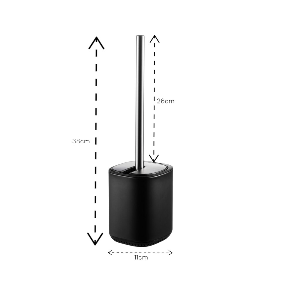 image 1 of Showerdrape Black Bathroom Accessory Set Toilet Roll Holder and Toilet Brush | Black