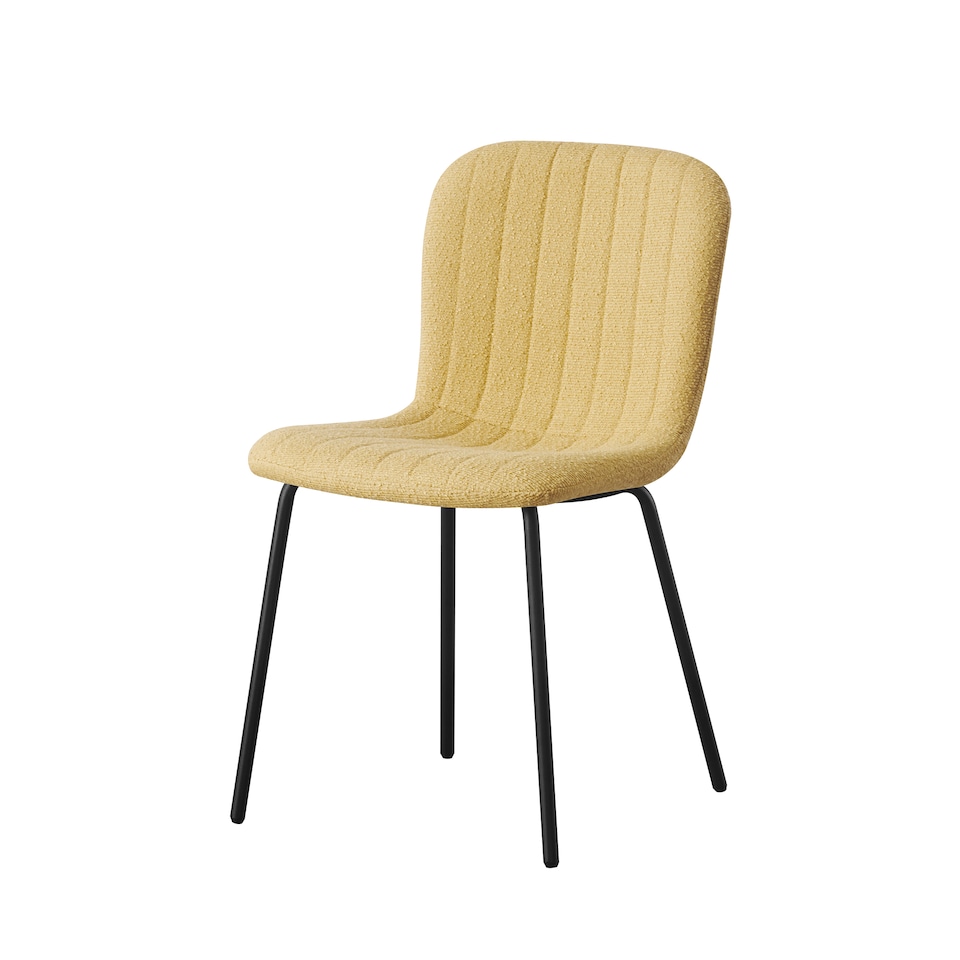 image 1 of Set of 2 Teddy Faux Fur Stitched Design Dining Chairs Yellow Bella by MCC