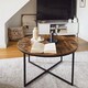 image 7 of HOMCOM Round Coffee Table, Industrial Side Table with Metal Frame, Large Coffee Tables for Living Room, Bedroom, Rustic Brown | Brown