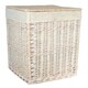 image 3 of Set of 2 Square White Wash Wicker Laundry Basket | White | White