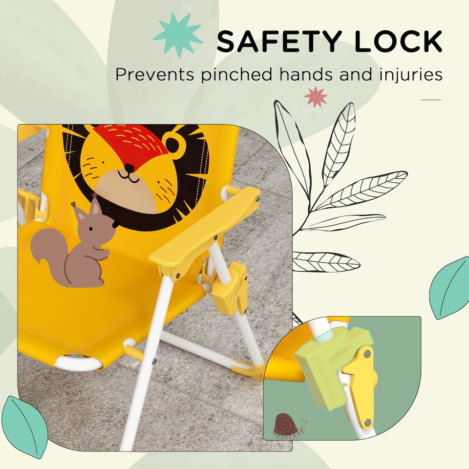 image 1 of Outsunny Kids Bistro Table and Chair Set w Lion Theme, Adjustable Parasol