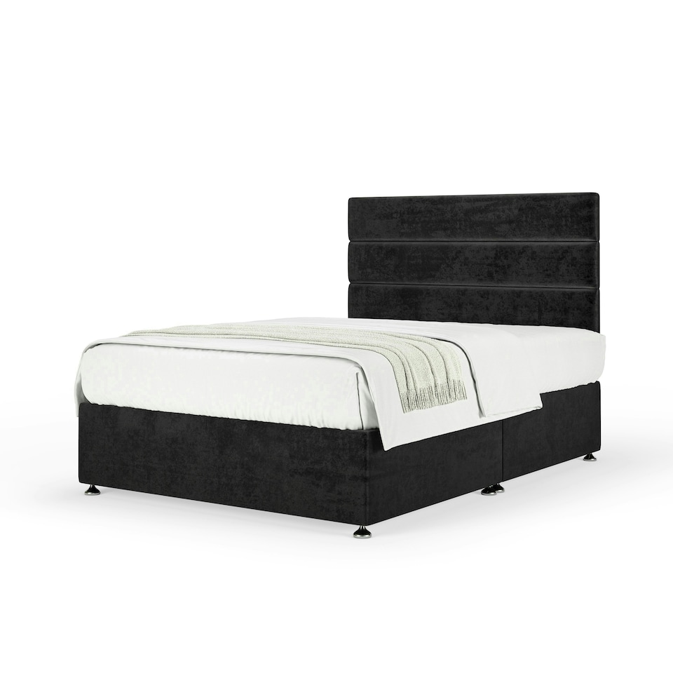 image 1 of Majestic 1000 Pocket Sprung Black Naples Velvet Divan Set And Milan Headboard King Size