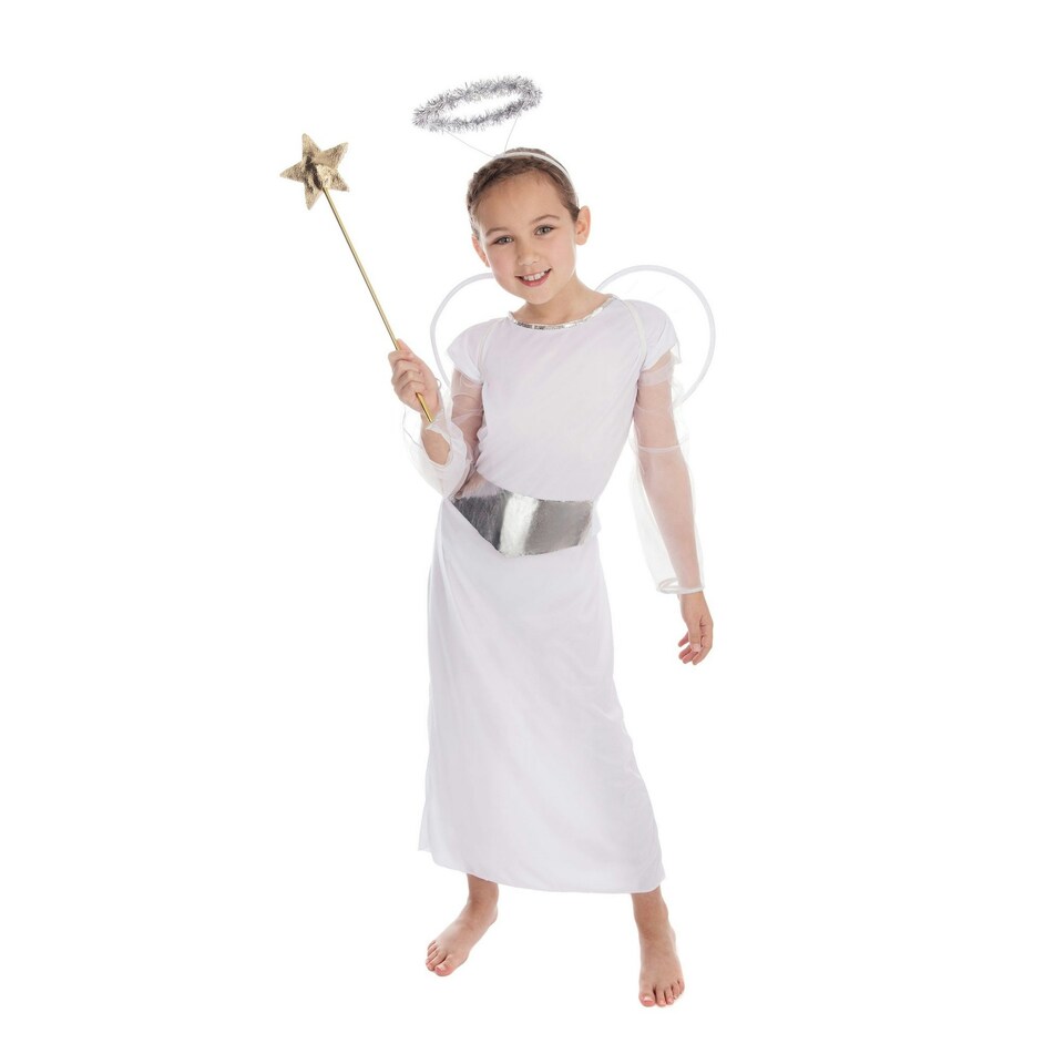 Bristol Novelty Childrens/Kids Christmas Angel Costume With Wings Belt And Halo - White/Silver - M M