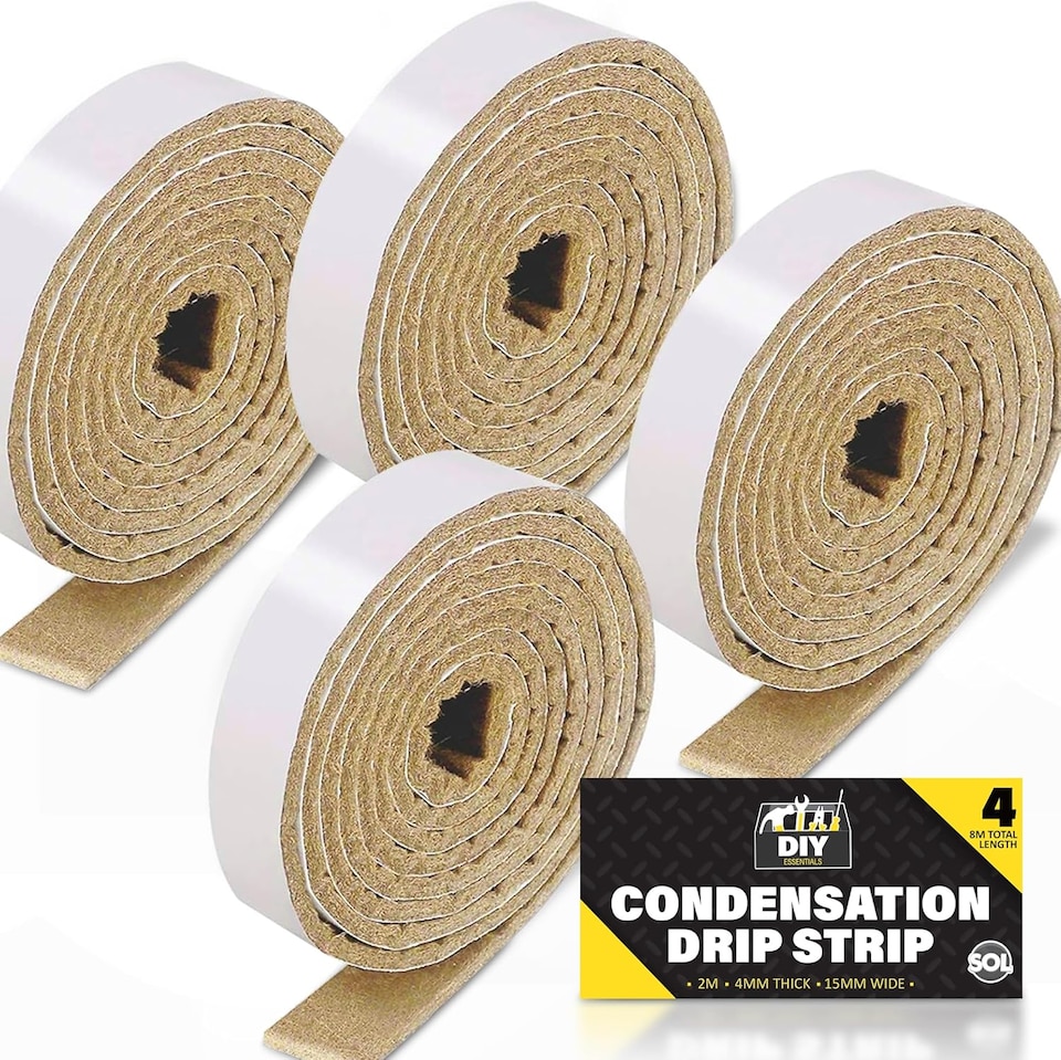 image 1 of 4pk Condensation Drip Strips 2m x 15mm – Absorbent Tape for Window Condensation & Moisture Control, Window Seal Strips