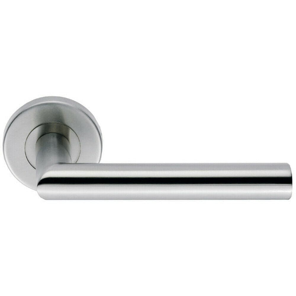 Loops PAIR Mitred Round Bar Handle Ringed Design Conceled Fix Satin Steel in Metallics
