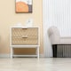 image 6 of HOMCOM Bedside Table End Table with 2 Drawers for Bedroom, White and Oak