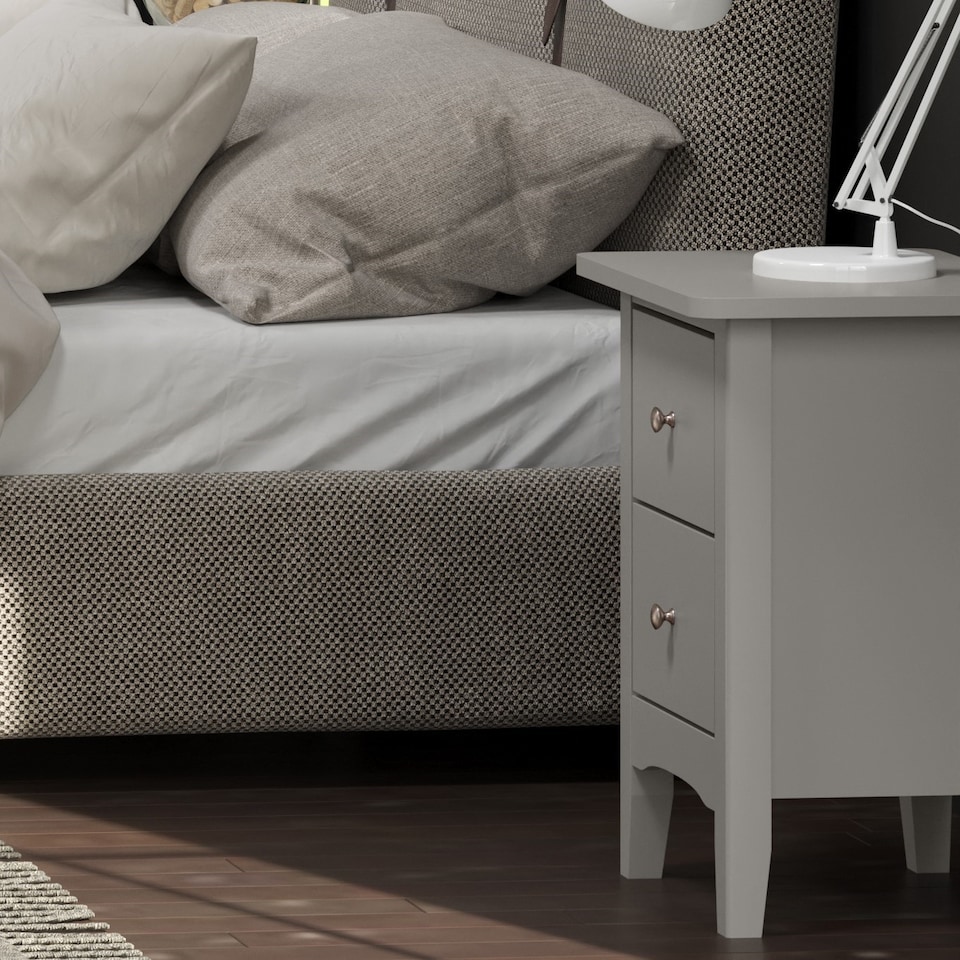 image 1 of Como 2 Drawer Petite Bedside Cabinet - Compact Shaker-Style Bedroom Storage | Grey | Grey | One Size | 1