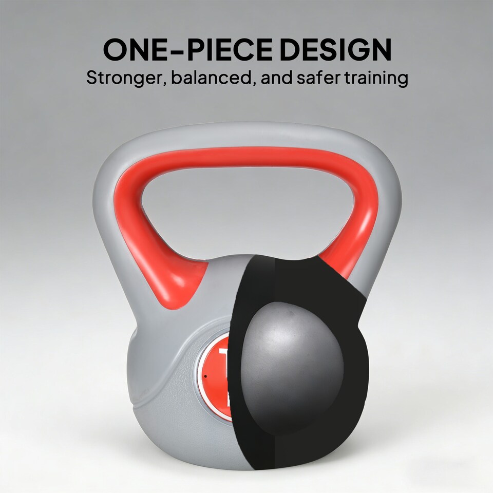 image 1 of SPORTNOW 14kg Kettle Bell with Handle for Home Gym, Red and Grey | Red | Red