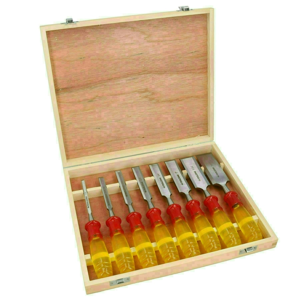 image 1 of 8pc Wood Chisel Set Carpenters Carpentry Woodworking Joinery 1/4" - 1-1/2"
