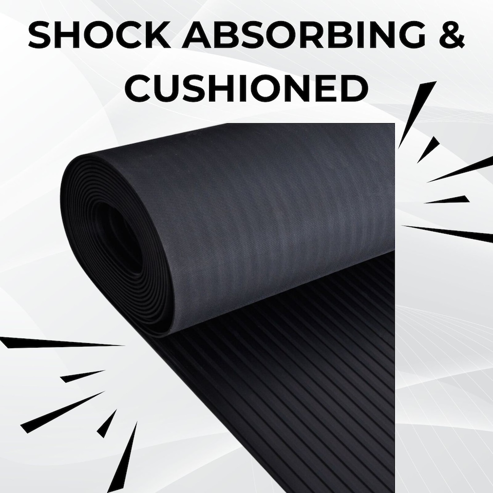 image 1 of Rubber Flooring Matting - 1m x 2m x 3mm - Wide Ribbed Pattern - Workshop Garage Shed Van Non-Slip