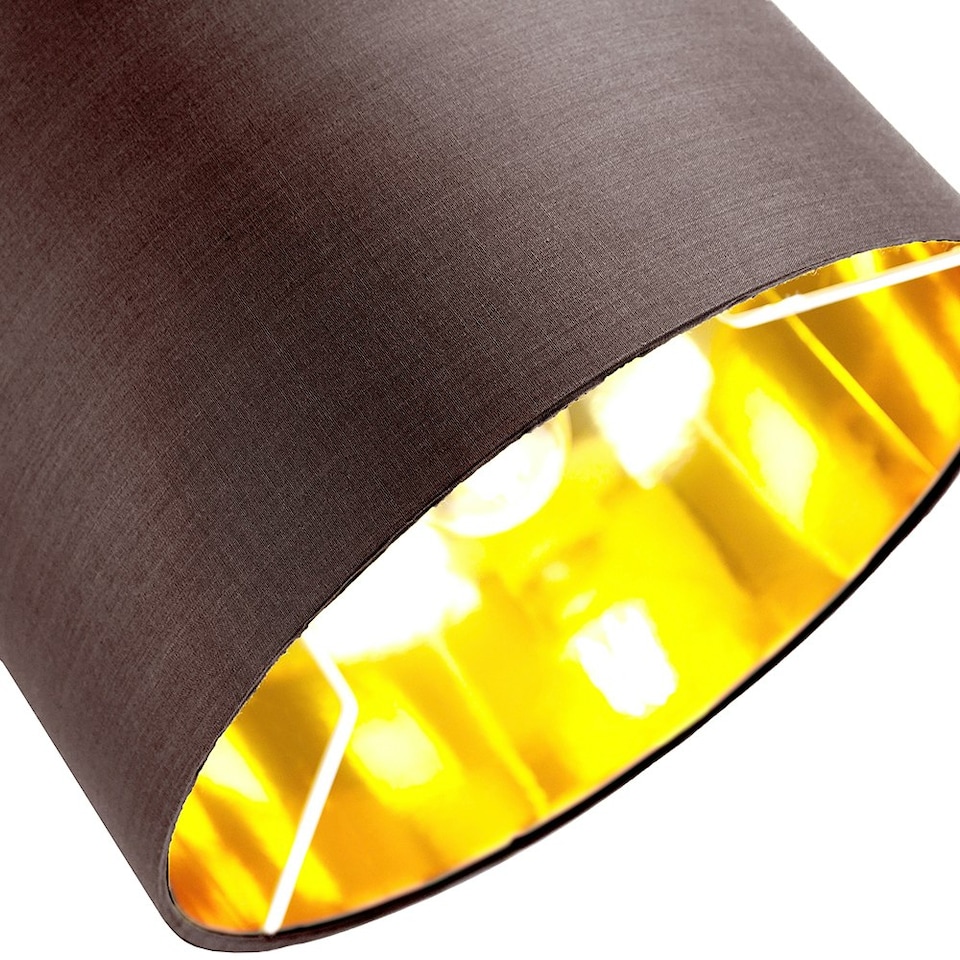 image 1 of Contemporary Brown Cotton 12" Table/Pendant Lamp Shade with Shiny Copper Inner