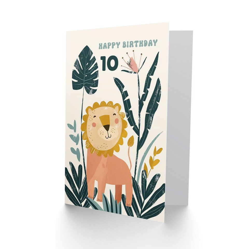 image 1 of Cute Jungle Flowers Kids Age 10 Year Old Child 10th Birthday Card