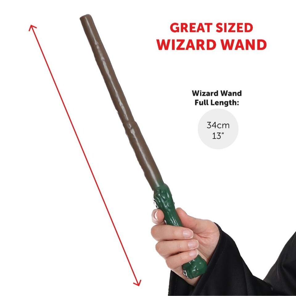 image 1 of Wizard Costume - Robe, Scarf, Glasses & Wand | Black | L