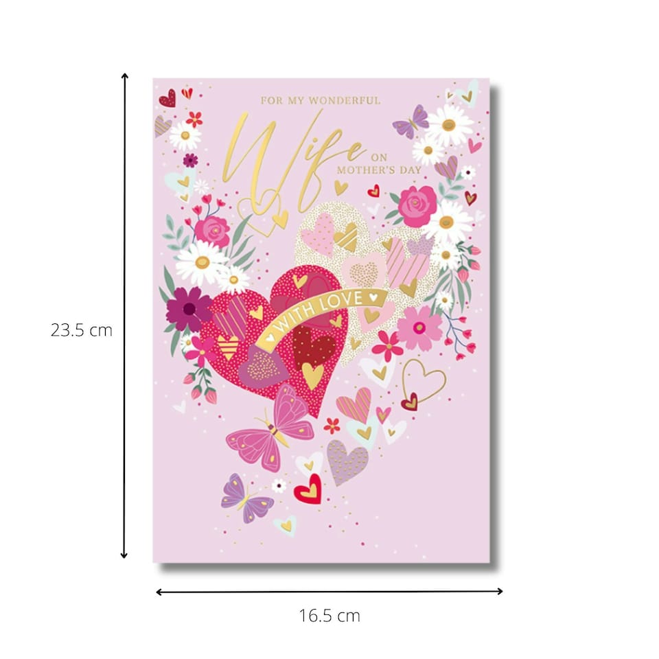 image 1 of Words 'n' Wishes Mother's Day Card to my Wife on Mother's Day, 23.5 x 16.5 cms, Multi-coloured