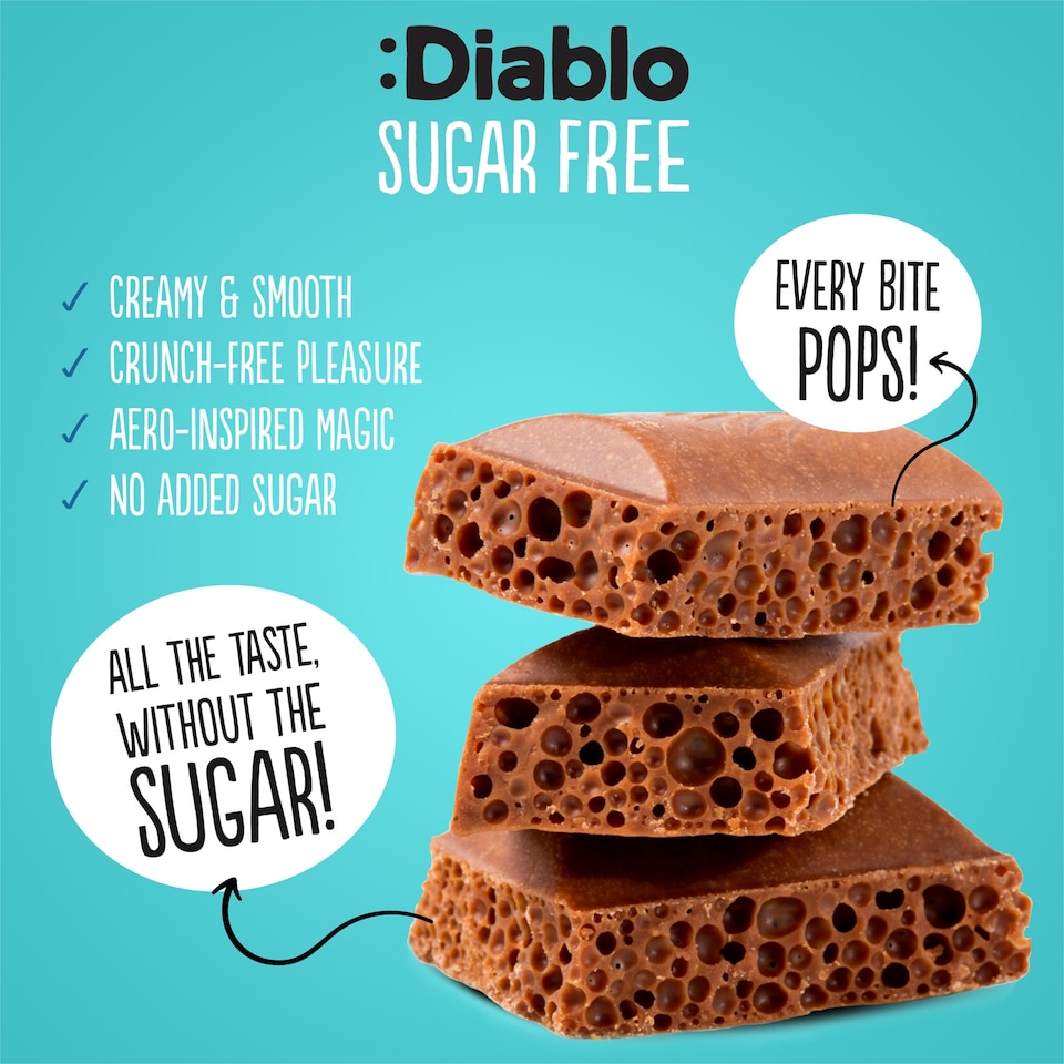 image 1 of Diablo No Added Sugar Milk Chocolate Bubble Bar 30g 6 Pack