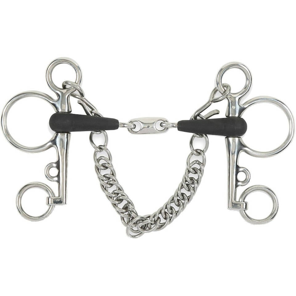 Equirubber Equikind+ Peanut Link Horse Pelham Bit - Silver/Black - 4.5in