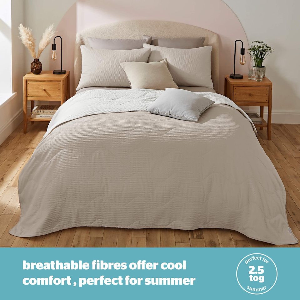image 1 of Silentnight Summer Breeze Seersucker Coverless Duvet 2.5 Tog Cream Natural | Cream | Taupe | Single
