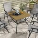 image 2 of Outsunny Garden Dining Table w/ Umbrella Hole, Dining Table for 4, Grey