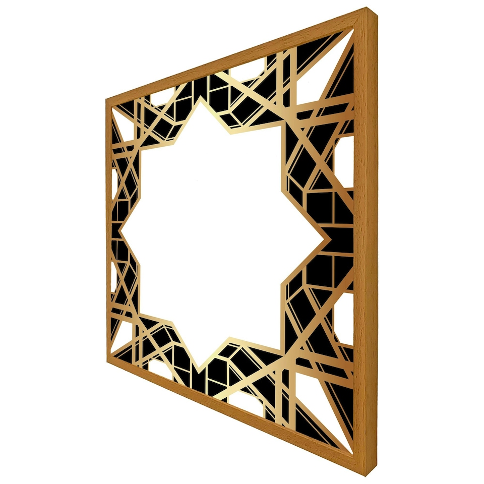 image 1 of Art deco star border (Picture Frame) White | L