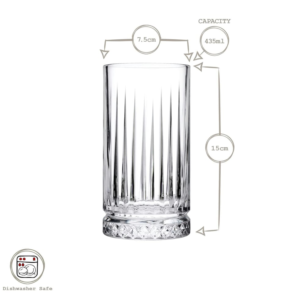image 1 of Pasabahce Elysia Highball Glasses - 435ml - Pack of 8