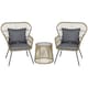 image 1 of Outsunny 3 PCS Webbed PE Rattan Outdoor Patio Set with Cushions Frame Brown