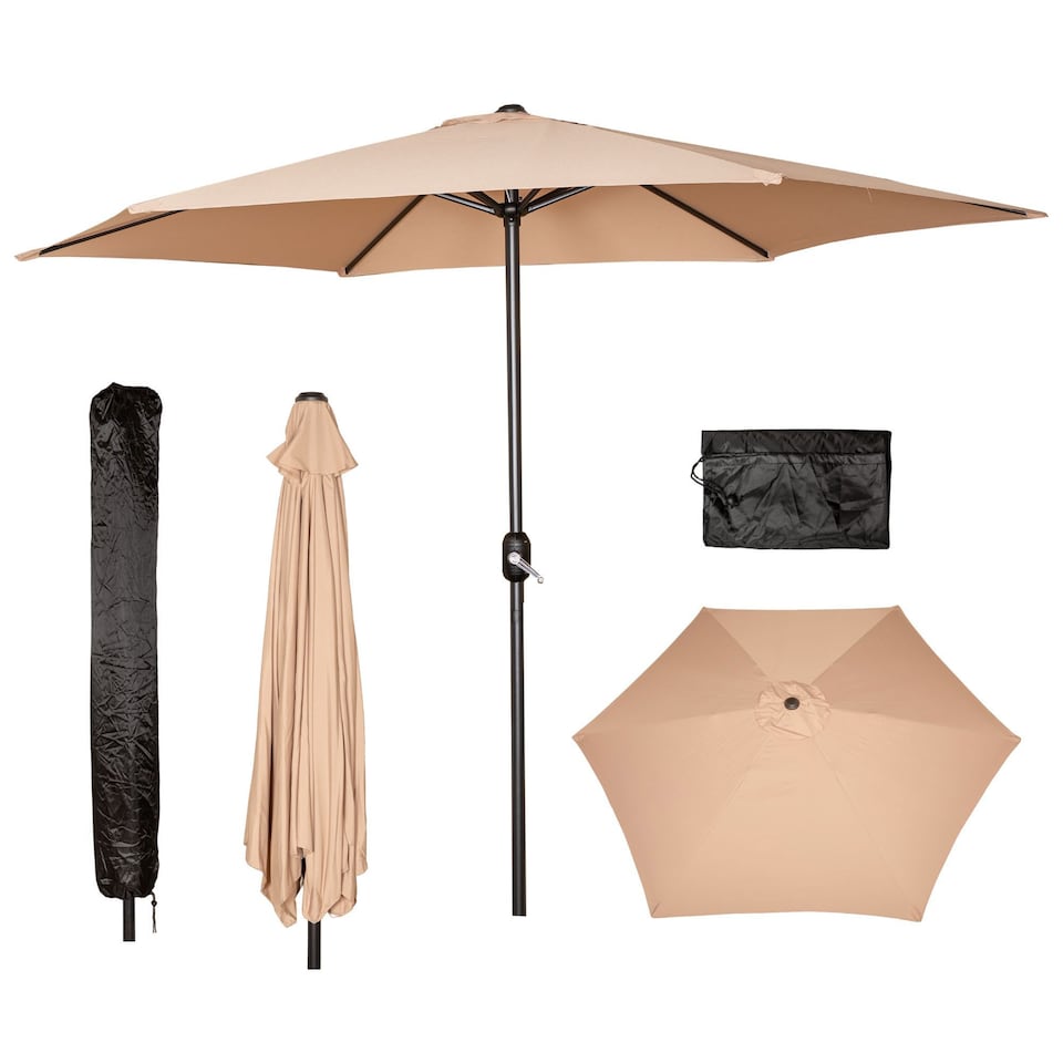 image 1 of Samuel Alexander 2.7m Havana Garden Patio Parasol with Crank Handle in Beige | Cream | Beige