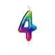 image 1 of Anniversary House Age 4 Metallic Numeral Moulded Pick Candle Rainbow