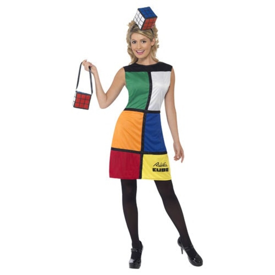 image 1 of Rubik's Cube Fancy Dress Costume Ladies Medium - UK 12-14 Multi | 12