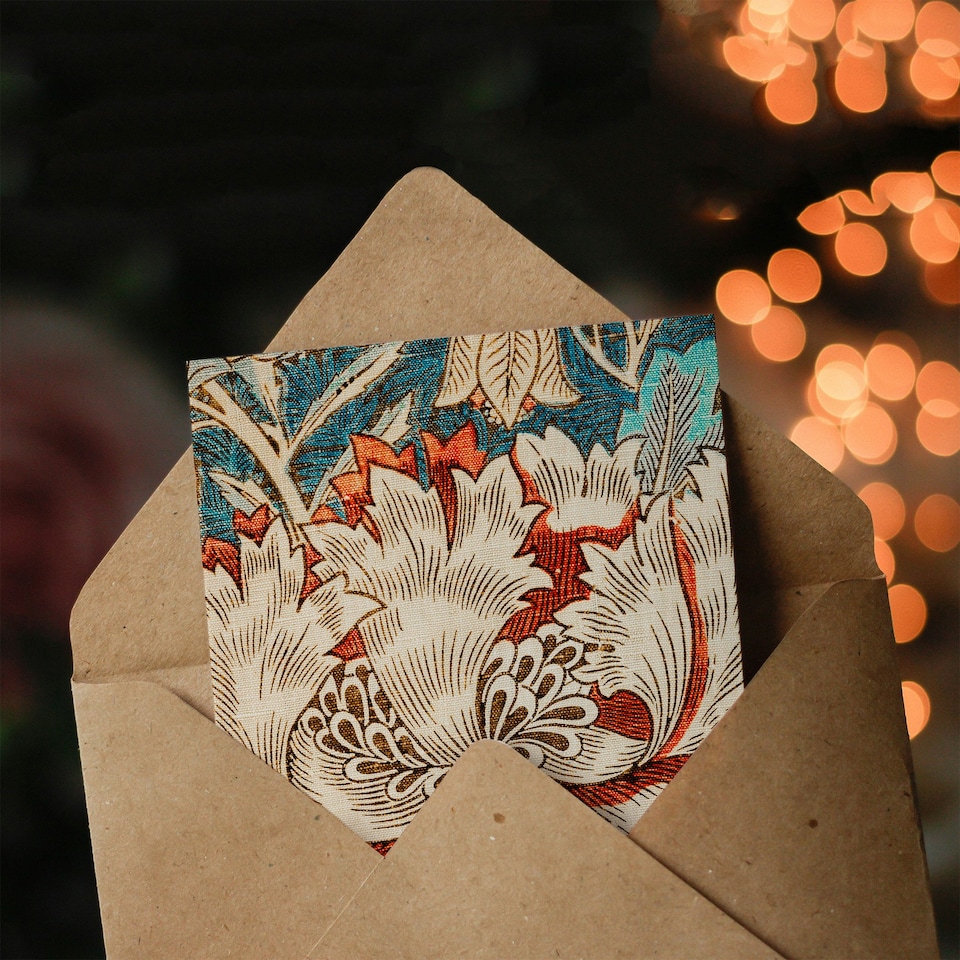 image 1 of William Morris Art Card Honeysuckle Bloom Textile Detail