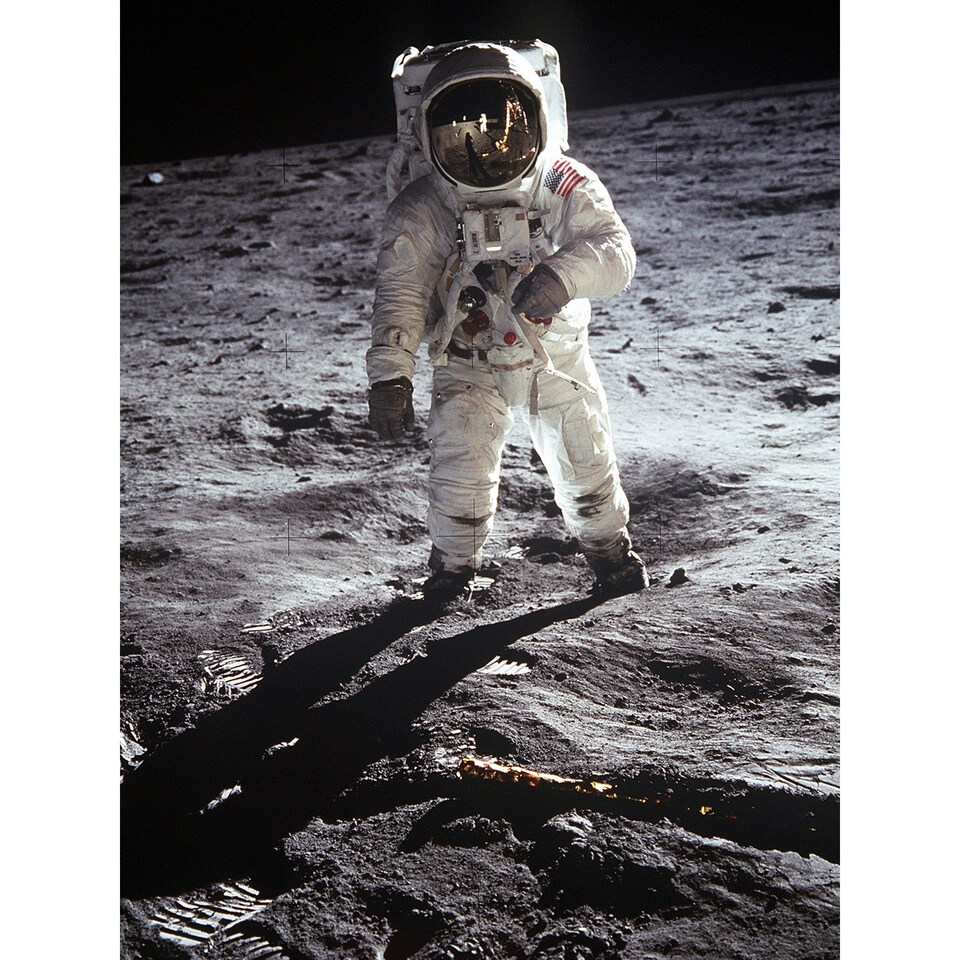 image 1 of Apollo 11 Astronaut Aldrin Armstrong Space Moon Landing Large Wall Art Print 18x24 Inch