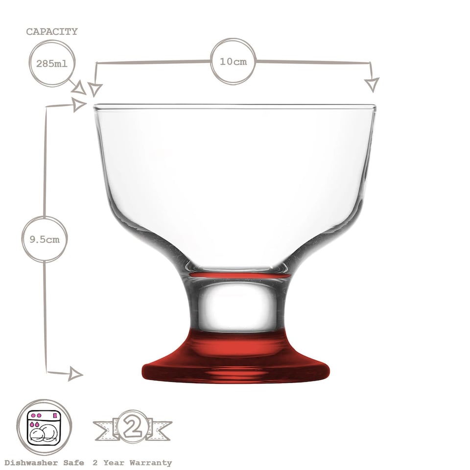 image 1 of LAV Destina Glass Ice Cream Bowls - 285ml - Multicolour - Pack of 6