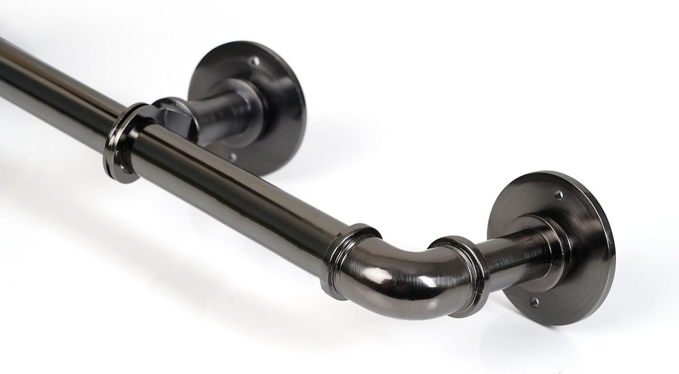 image 1 of Lister Cartwright 25mm Black Nickle Industrial Pipe Extendable Curtain Pole Heavy Duty Metal Curtain Rod(120-320 cm)