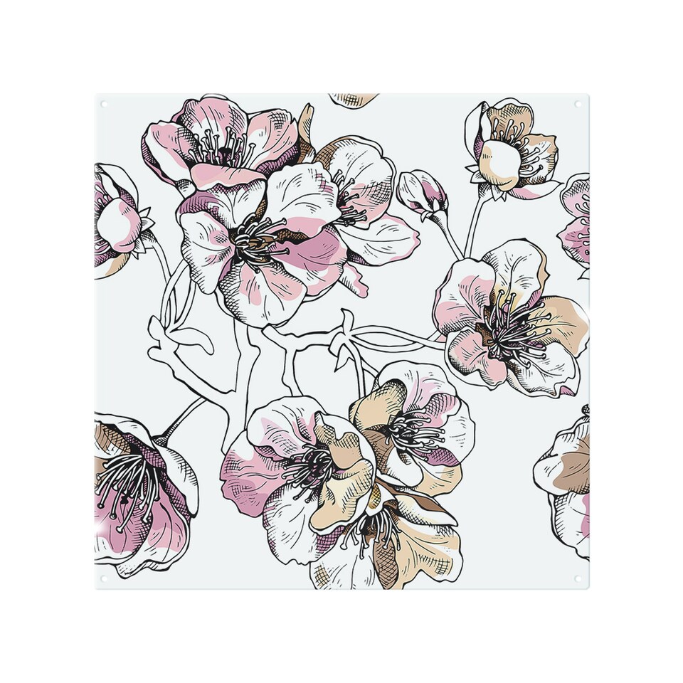 image 1 of Flower Illustration Splash Back | White