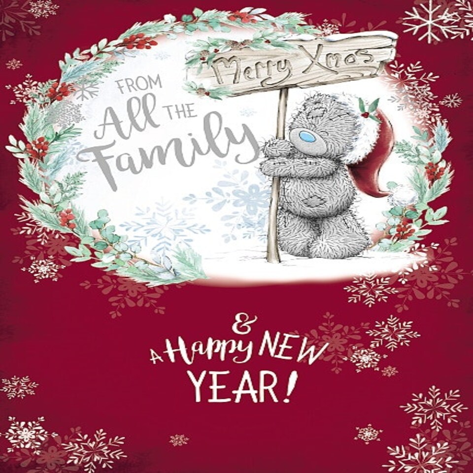 image 1 of From All The Family Tatty Teddy With Wish Sign Board Design Christmas Card