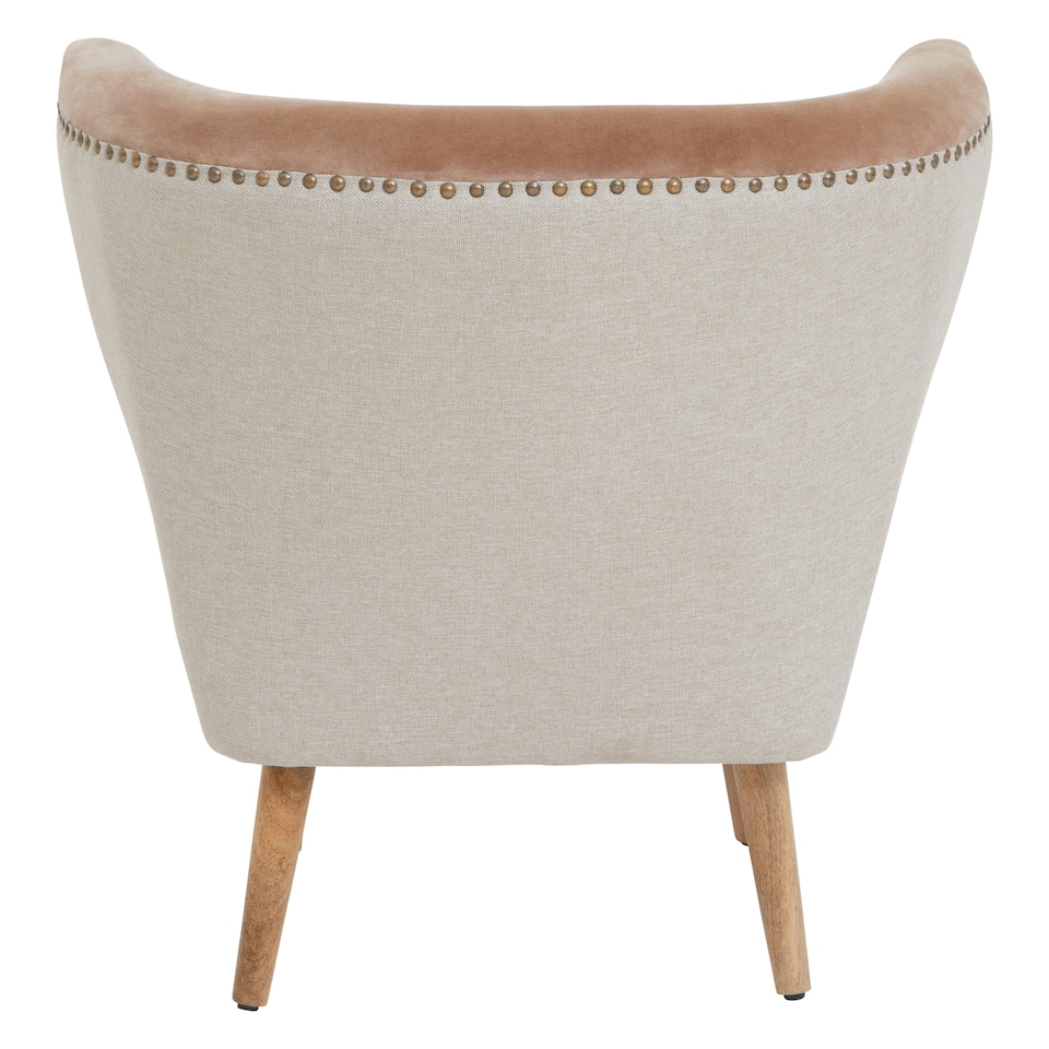 image 1 of Cefena Mink Velvet and Natural Linen Chair Brown
