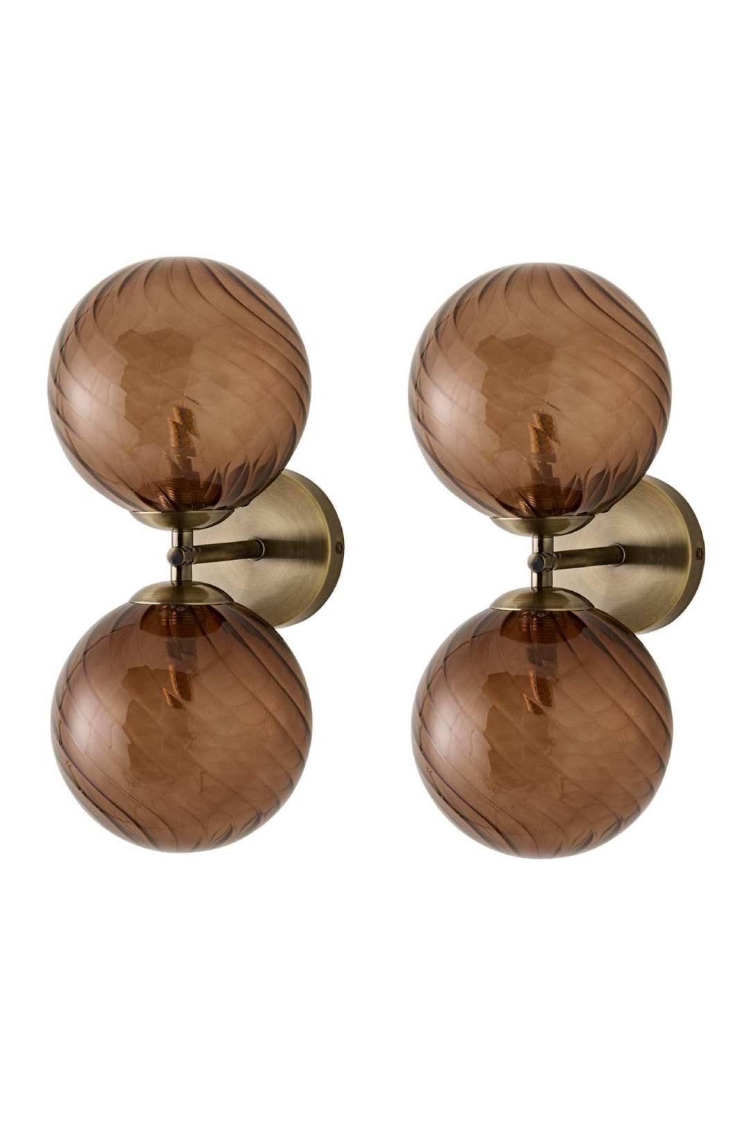 ValueLights Sydney Pair Up Down Swirl Shades Brass Wall Lights and Bulbs