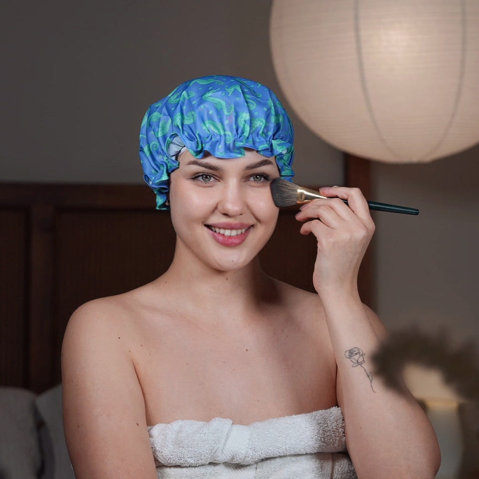 image 1 of SMUG Shower Cap - Seahorse Print