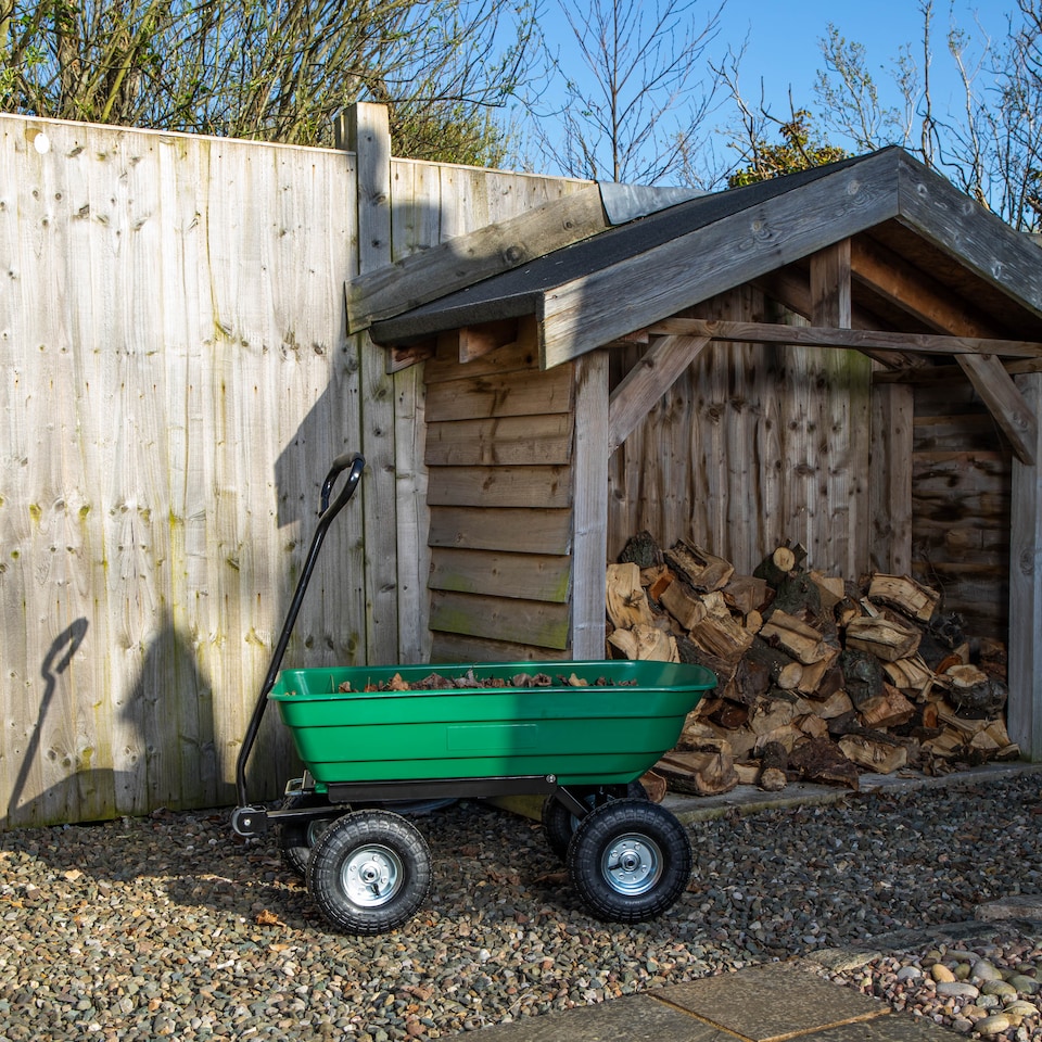 image 1 of 75 Litre 200Kg Capacity Tipping Garden Dump Cart / Truck Trolley / Wheelbarrow