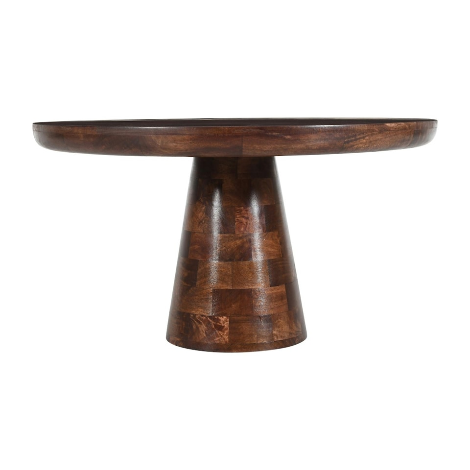 image 1 of Monco Dark Mango Wood Round Coffee Table Brown