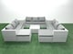 image 1 of Fimous Rattan Garden Outdoor Furniture Set 11 Seater Rattan Garden Sofa Set with 2 Big Footstools Light Grey Mixed