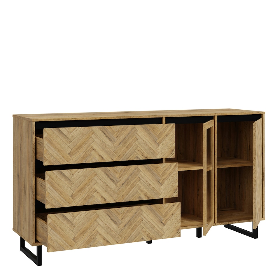 image 1 of Nikomedes Sideboard in Spica Oak/Matt Black/Bartex Oak