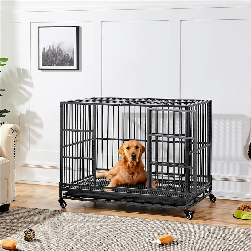 image 1 of Yaheetech 106 cm Indestructible Dog Crate Black