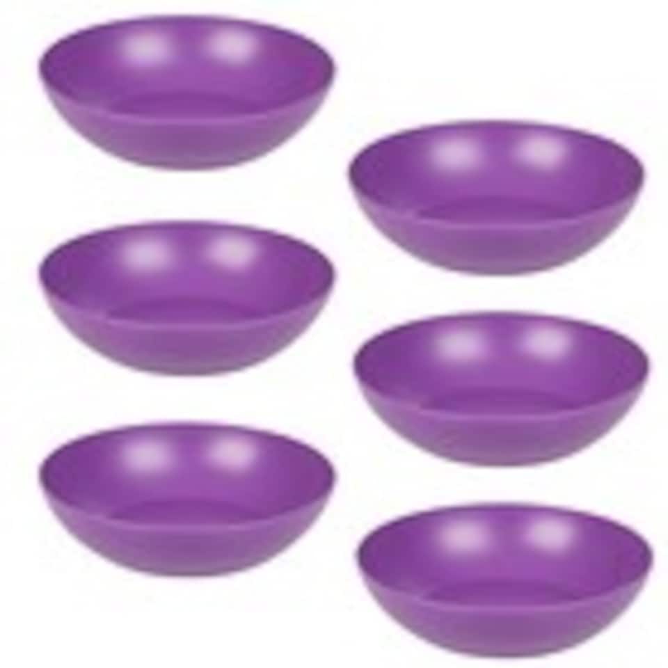 image 1 of 6 Unbreakable Plastic Deep Round Bowls Coloured Reusable Dinner and Picnic Plates | Purple | Purple | 6