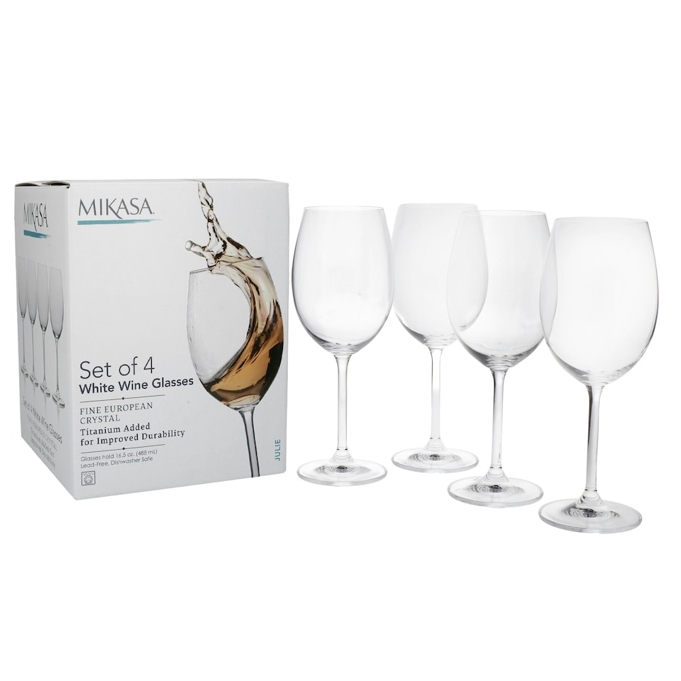 image 1 of Mikasa Wine Glass Set Clear Crystal 470ml Set of 4