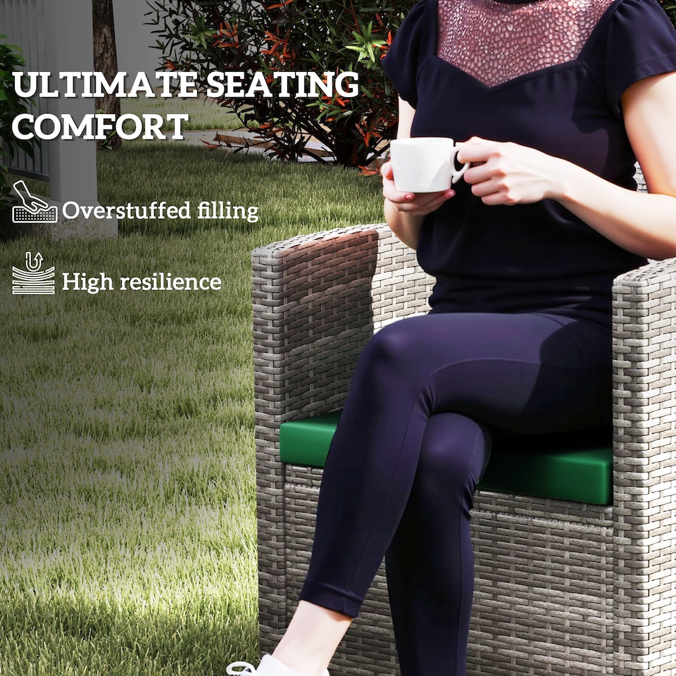 image 1 of Outsunny 3PCs Rattan Garden Seat Cushions Pads for Patio Furniture | Green | Green | 3