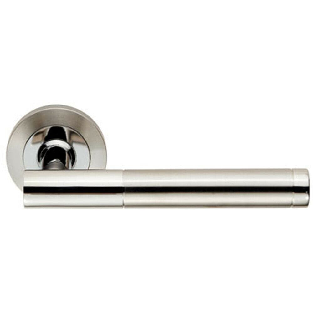 Loops PAIR Round Bar Handle on Round Rose Concealed Fix Polished & Satin Steel in Metallics